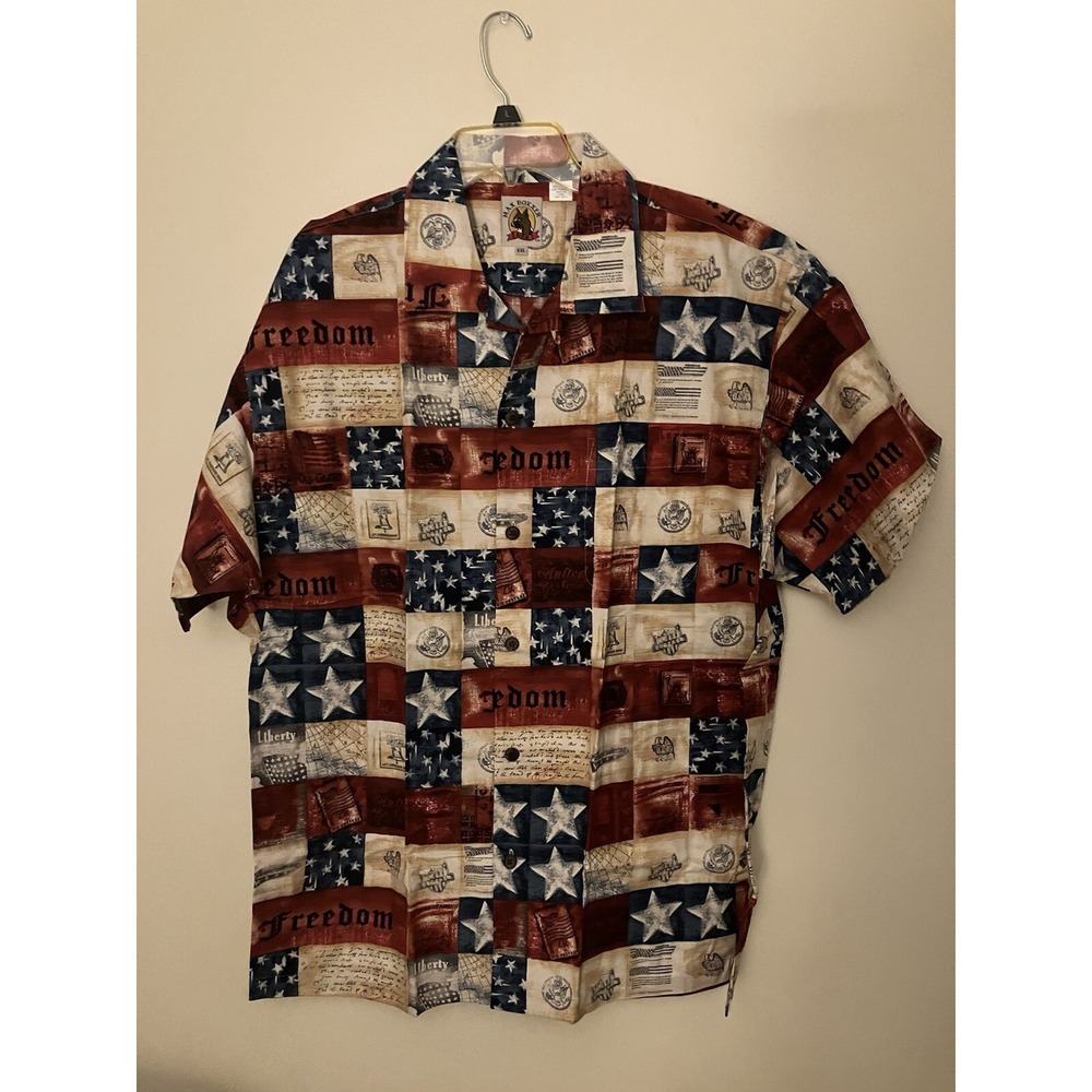NEW VTG MAX BOXXER USA Flag Patriotic Multicolor Shirt 2XL NOS 100% Cotton US